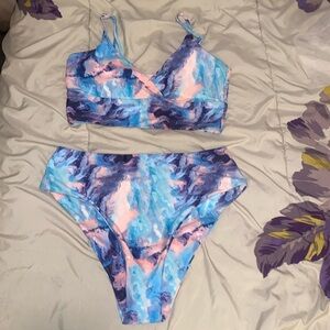 SHEIN two piece bathing suit. Multi color. Size L